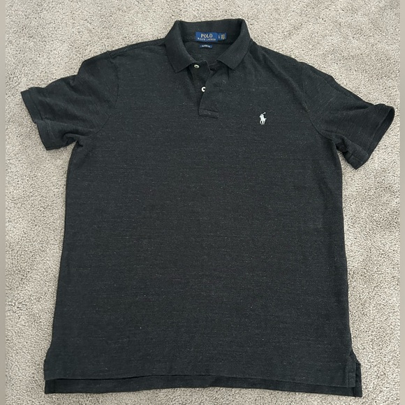 Polo Ralph Lauren Shirt Mens‎ Large Dark Grey Short Sleeve Classic Fit Polo - Picture 1 of 8